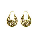 Load image into Gallery viewer, Abhinn Golden Oxidised Floral Design Unique Hoop Earrings For Women 
