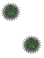 Load image into Gallery viewer, Abhinn Designer Silver Oxidised Sun Shape Green Big Studs For Women
