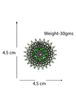 Load image into Gallery viewer, Abhinn Designer Silver Oxidised Sun Shape Green Big Studs For Women
