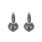 Load image into Gallery viewer, Silver Replica Peacock Green Studs Dangler Earrings For Women
