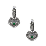 Load image into Gallery viewer, Silver Replica Peacock Green Studs Dangler Earrings For Women
