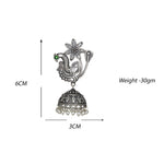 Load image into Gallery viewer, Abhinn Silver Replica Peacock Green Stud with Jhumki Earring For Women
