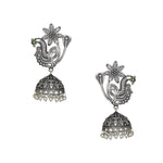 Load image into Gallery viewer, Abhinn Silver Replica Peacock Green Stud with Jhumki Earring For Women
