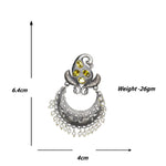 Load image into Gallery viewer, Abhinn Silver Replica Peacock Design Studs With Green CZ Stones Studded Earrings for Women
