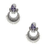 Load image into Gallery viewer, Abhinn Silver Replica Peacock Design Studs With Purple CZ Stones Studded Earrings for Women
