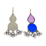 Load image into Gallery viewer, Abhinn Afghani Silver Plated Purple-Blue Glass Dangler Earrings For Women
