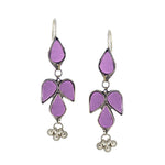 Load image into Gallery viewer, Abhinn Afghani Silver Plated Petal Shape Purple Glass Dangler Earrings For Women
