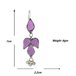 Load image into Gallery viewer, Abhinn Afghani Silver Plated Petal Shape Purple Glass Dangler Earrings For Women
