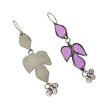 Load image into Gallery viewer, Abhinn Afghani Silver Plated Petal Shape Purple Glass Dangler Earrings For Women
