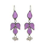 Load image into Gallery viewer, Abhinn Afghani Silver Plated Petal Shape Purple Glass Dangler Earrings For Women
