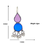 Load image into Gallery viewer, Abhinn Afghani Silver Plated Geometrical Purple-Blue Glass Dangler Earrings For Women
