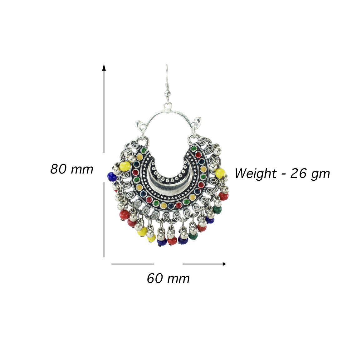 Abhinn Trendy German Silver Multi Colour Meena Chandbali Earring For Women