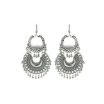 Load image into Gallery viewer, Abhinn Silver Oxidised Dangler Mirror Stud Earrings For Girls
