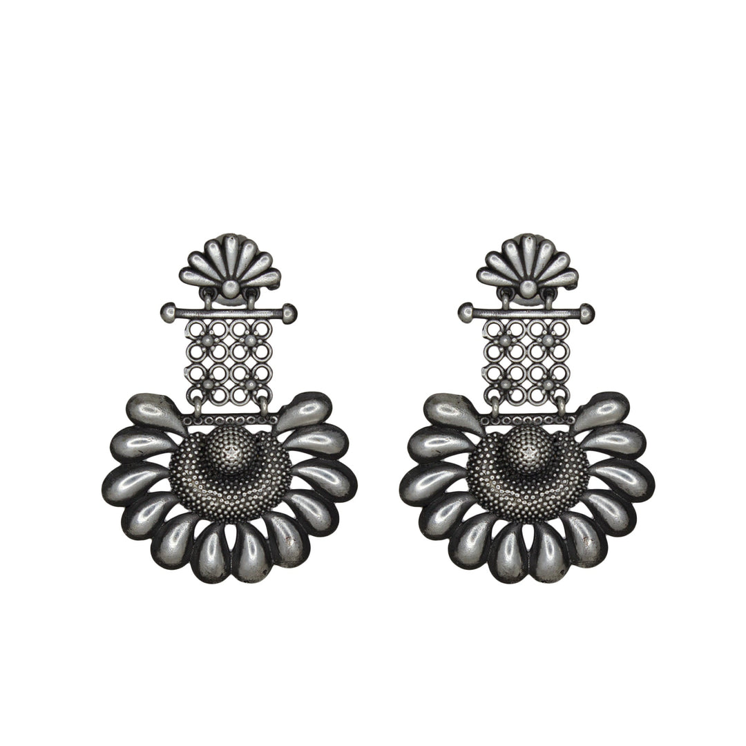 Abhinn Silver Replica Designer Floral Studs with Dangler Earring For Women