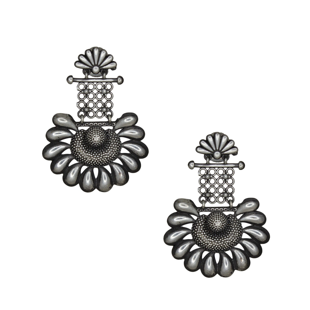 Abhinn Silver Replica Designer Floral Studs with Dangler Earring For Women