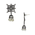 Load image into Gallery viewer, Abhinn Silver Replica Square Shape Studs With Small Jhumki Earrings For Women
