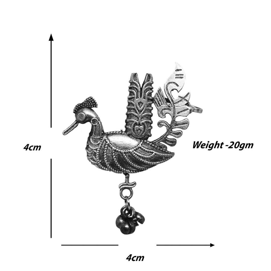 Abhinn Silver Replica Ethnic Ear Cuffs With Bird Design Earrings For Girls