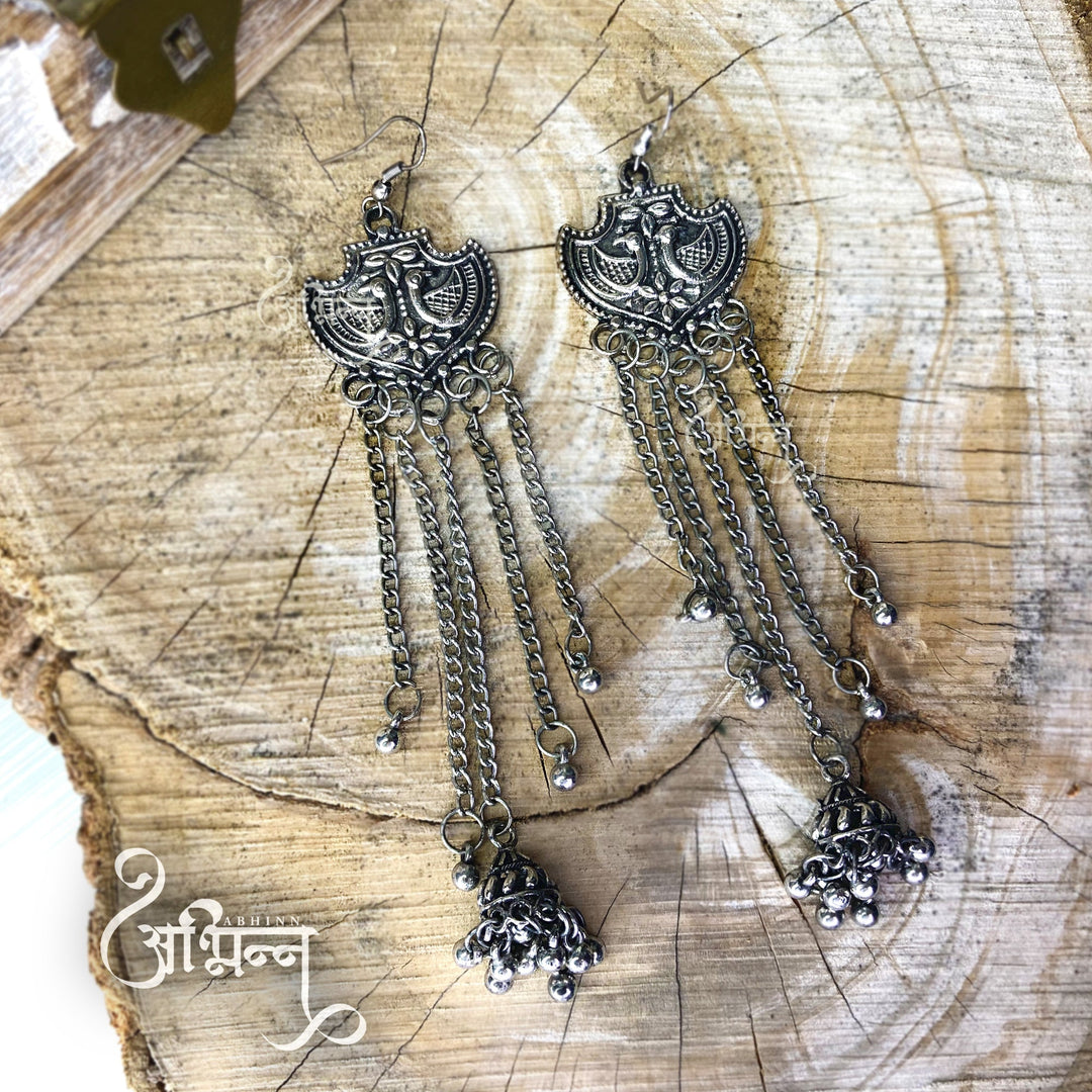 Abhinn Silver Oxidised Kashmiri Jhumki Earring For Women