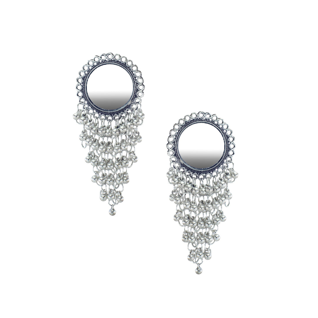 Abhinn Stylish German Silver Afghani Jhalar Earrings for Women