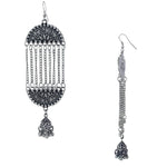 Load image into Gallery viewer, Abhinn Afghani Oxidised Silver Floral Design Dangler And Jhumki Earring for Women
