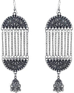 Load image into Gallery viewer, Abhinn Afghani Oxidised Silver Floral Design Dangler And Jhumki Earring for Women
