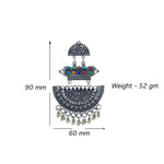 Load image into Gallery viewer, Abhinn Silver Oxidised Temple Design Multi Colour Dangler Earring For Women
