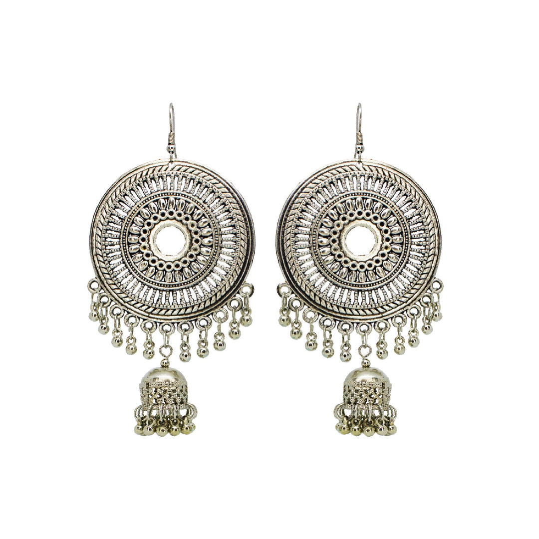 Abhinn Silver Oxidised Trendy Design Dangler With Jhumki  Earrings For Women