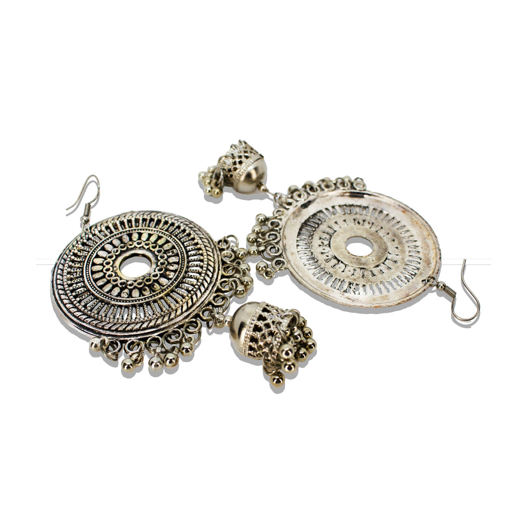 Abhinn Silver Oxidised Trendy Design Dangler With Jhumki  Earrings For Women