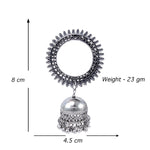 Load image into Gallery viewer, Abhinn Silver Oxidised Sun Shaped Stud With Jhumka Earrings for Women
