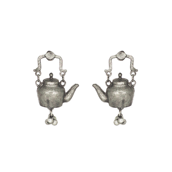 Abhinn Designer Kettle Shape Oxidised Small Dangler Earrings for Women