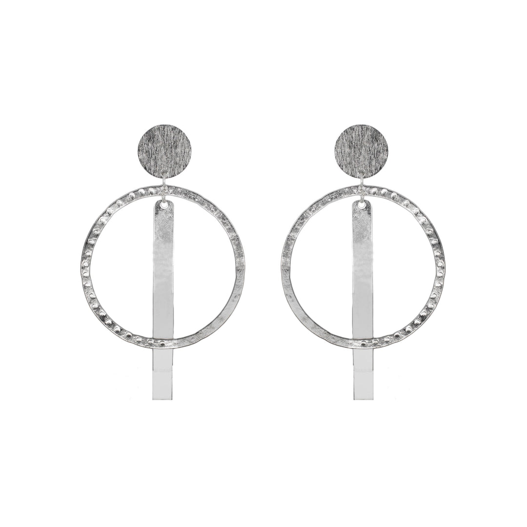Abhinn Western Geometrical Hammered Design Dangler Earrings For Women