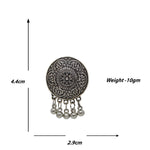 Load image into Gallery viewer, Floral Design Silver Oxidised Studs Earrings With Silver Beads
