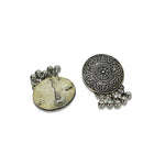 Load image into Gallery viewer, Floral Design Silver Oxidised Studs Earrings With Silver Beads
