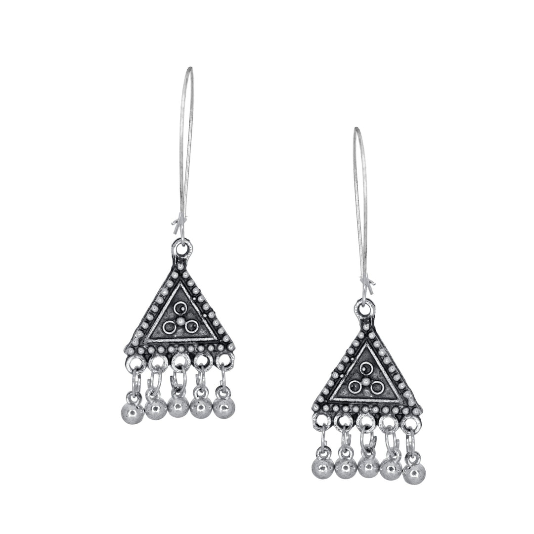 Abhinn Classy Silver Plated Geometrical Shape Hoops Earrings For Women