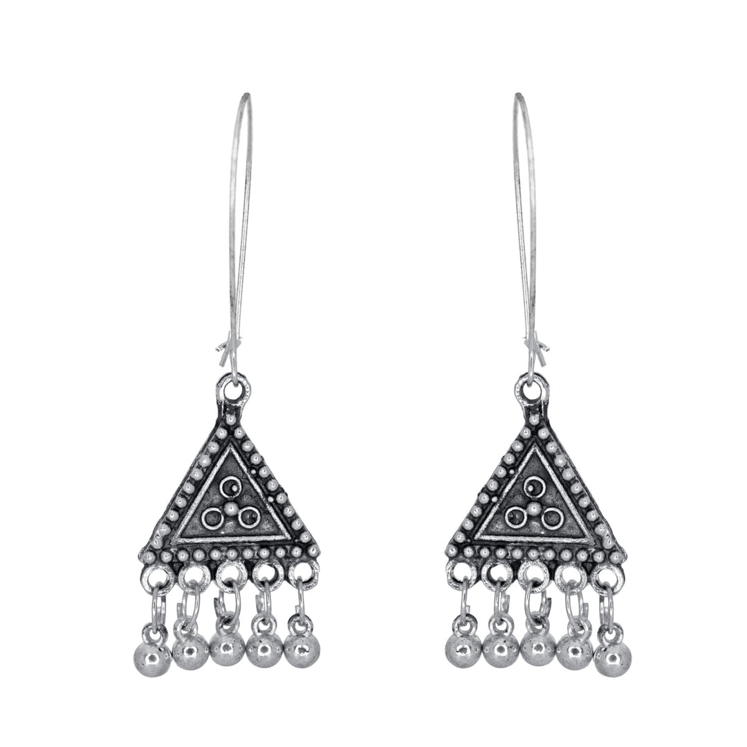 Abhinn Classy Silver Plated Geometrical Shape Hoops Earrings For Women