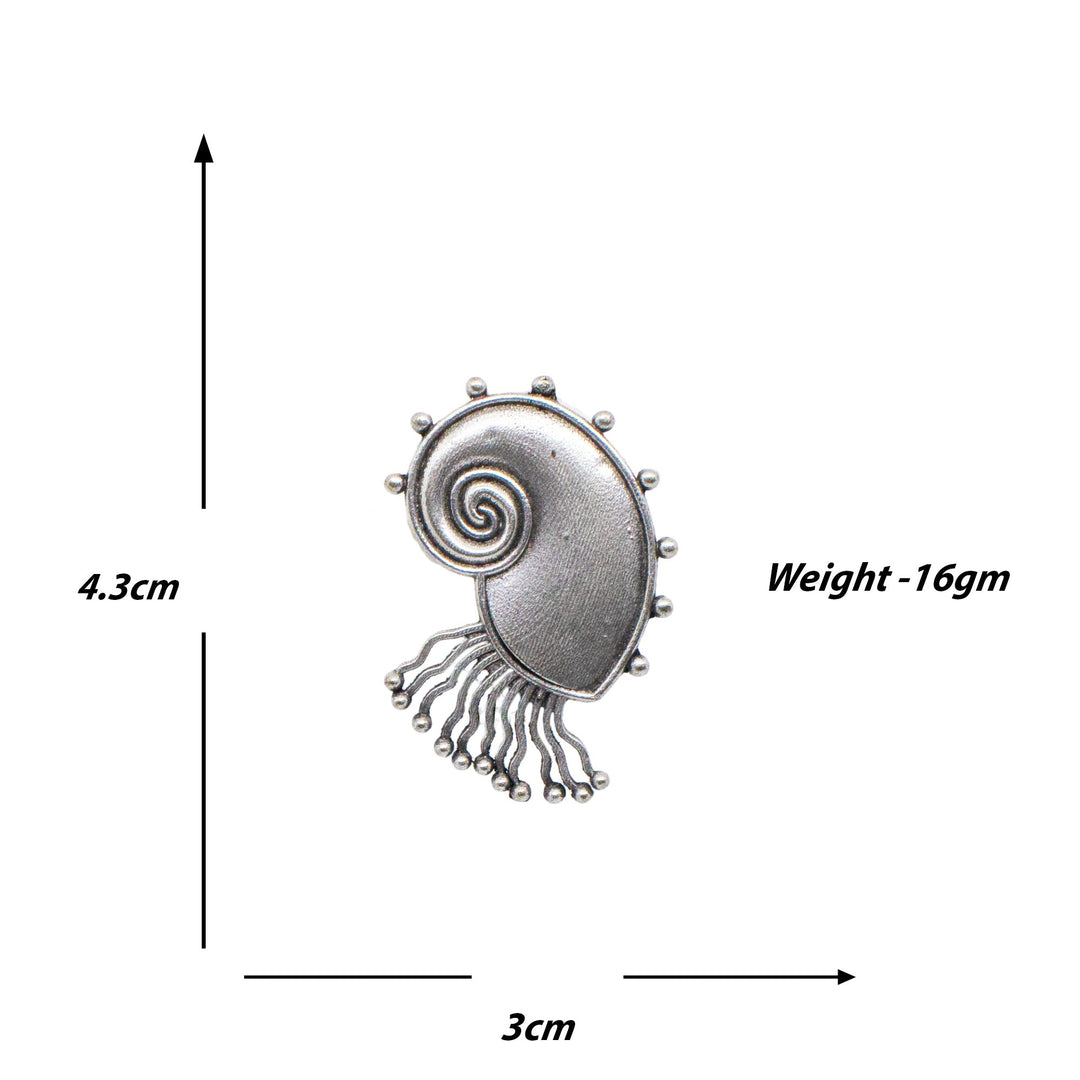 Abhinn Silver Replica Antique Sea Shell Design Earrings For Women