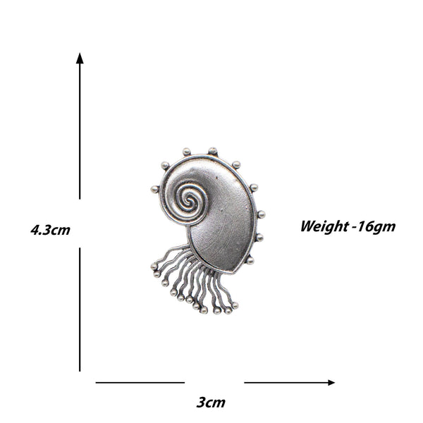 Abhinn Silver Replica Antique Sea Shell Design Earrings For Women