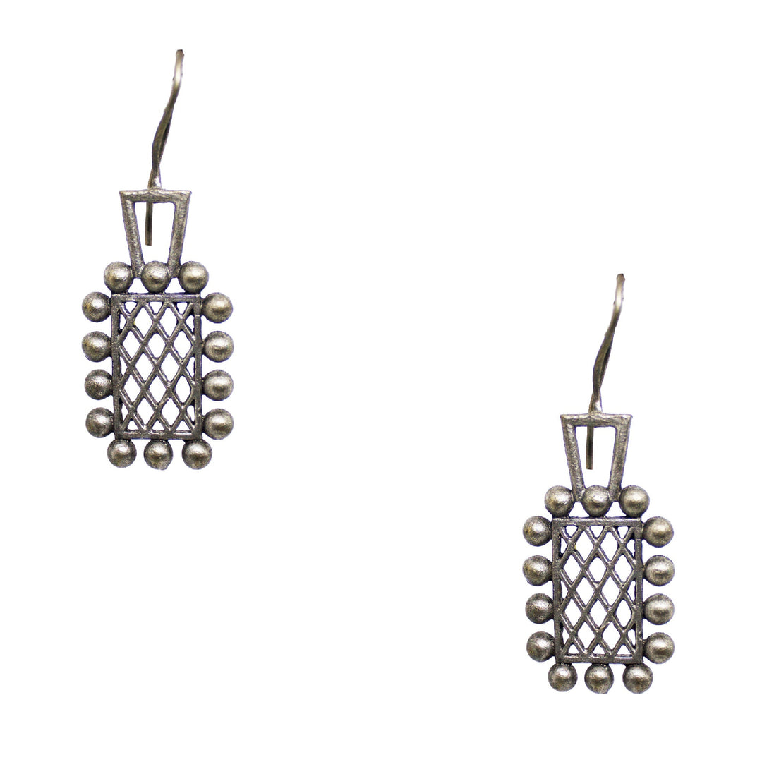 Abhinn Silver Replica Antique Window Design Earrings For Girls