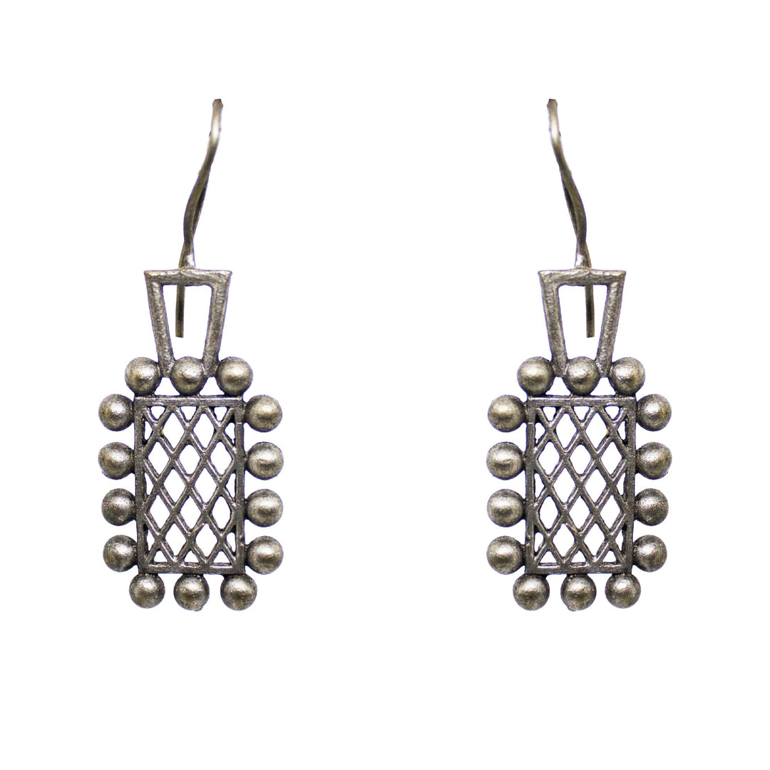 Abhinn Silver Replica Antique Window Design Earrings For Girls