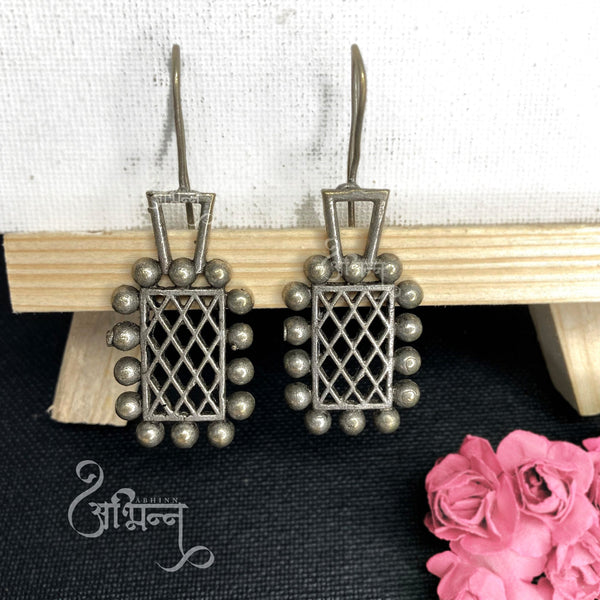 Abhinn Silver Replica Antique Window Design Earrings For Girls