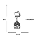 Load image into Gallery viewer, Abhinn Silver Oxidised Ganesha Jhumka With Mirror Stud Earrings For Girls
