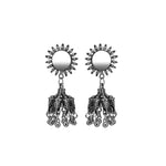 Load image into Gallery viewer, Abhinn Silver Oxidised Ganesha Jhumka With Mirror Stud Earrings For Girls
