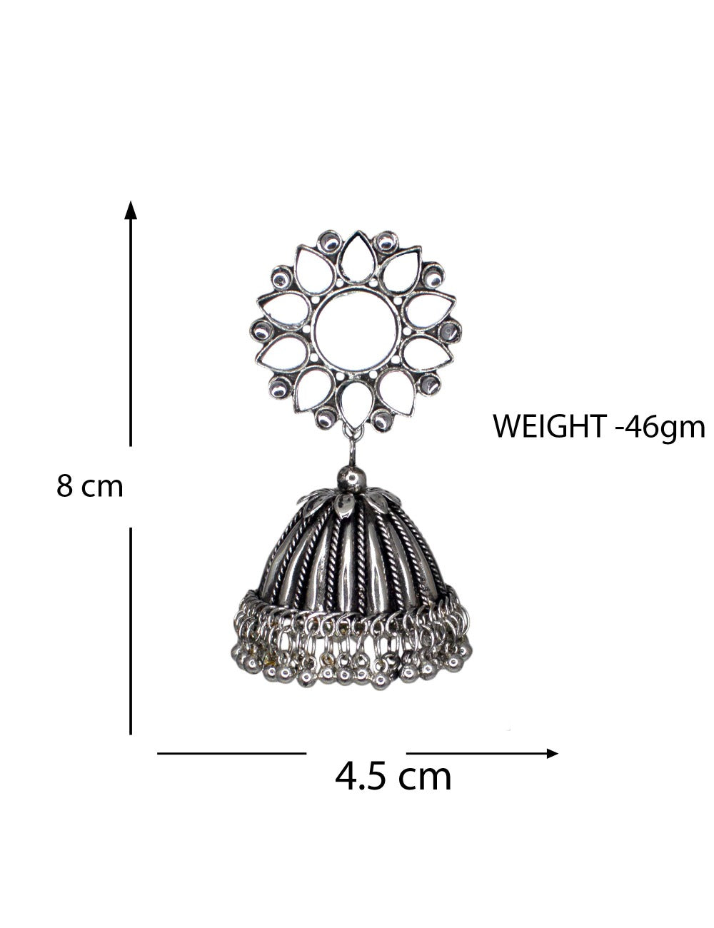 Abhinn Afghani German Silver Mirror Stud Jhumka Earrings for Women