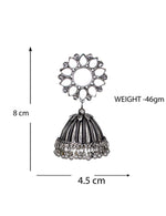 Load image into Gallery viewer, Abhinn Afghani German Silver Mirror Stud Jhumka Earrings for Women
