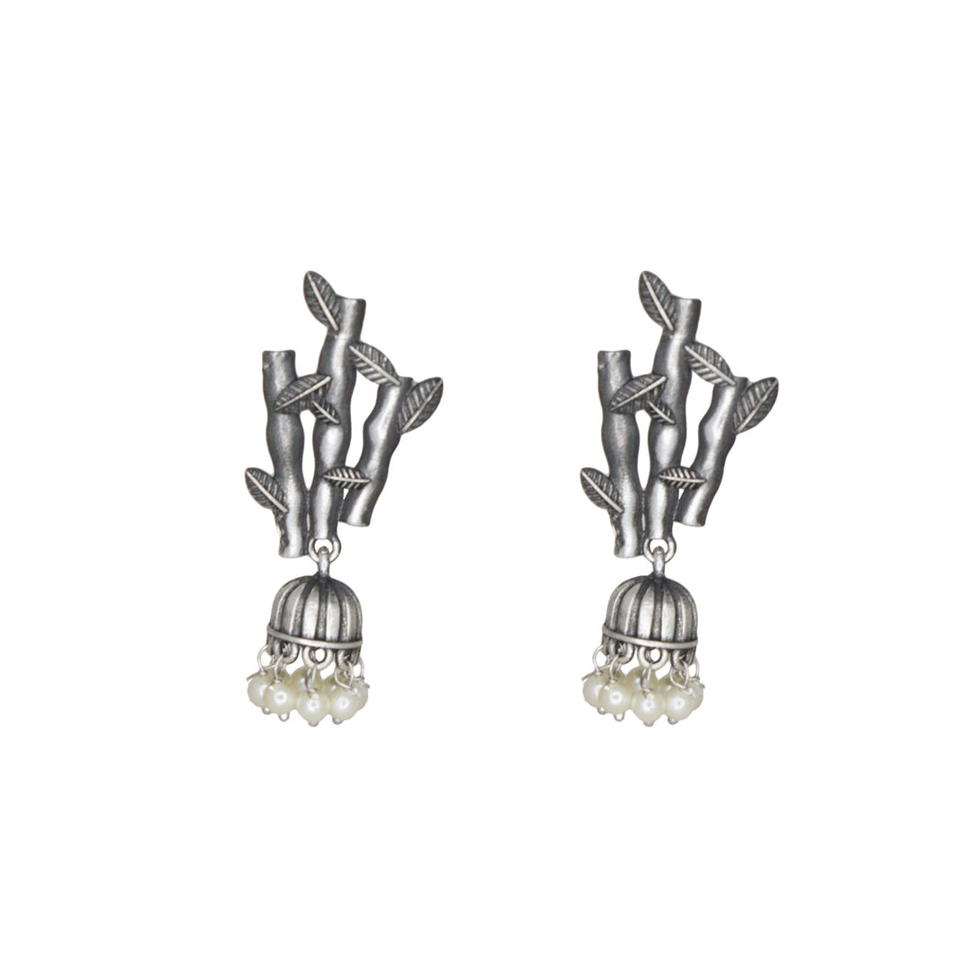 Abhinn Silver Replica Tree Branch Stud Jhumka Earring For Women