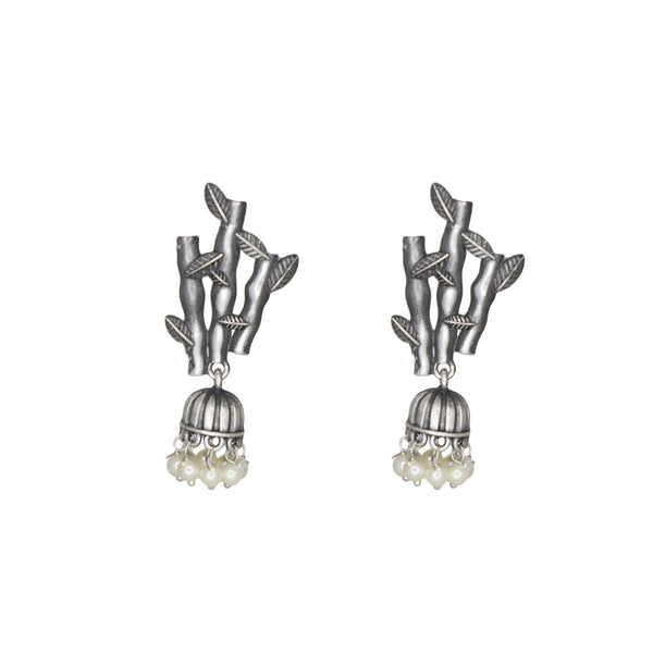 Abhinn Silver Replica Tree Branch Stud Jhumka Earring For Women