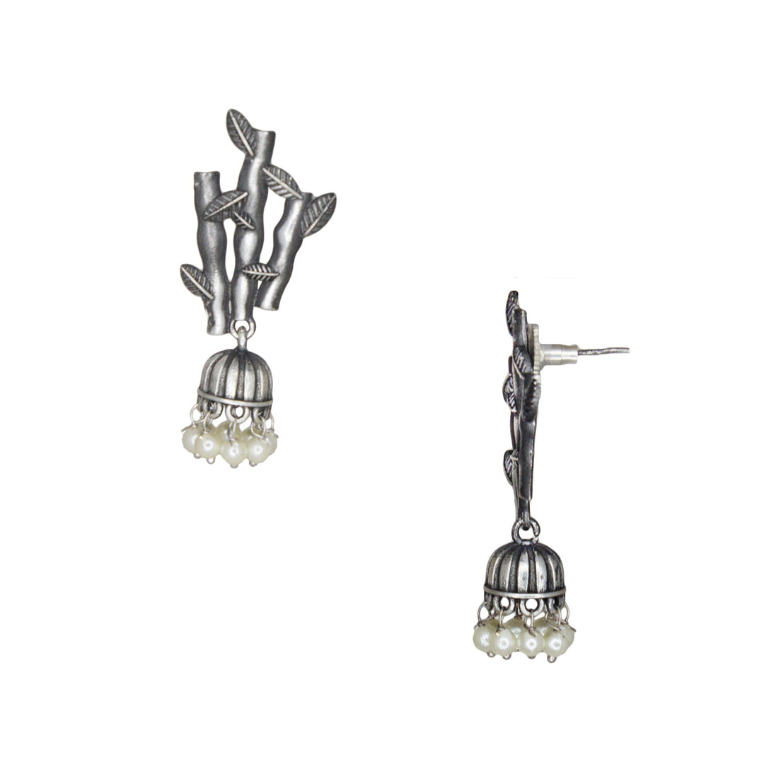 Abhinn Silver Replica Tree Branch Stud Jhumka Earring For Women