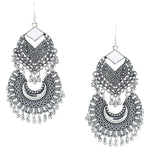 Load image into Gallery viewer, Abhinn Stylish Silver Oxidised Afghani Tribal Mirror Chandbali Earrings for Women
