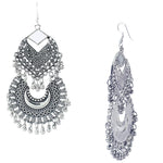 Load image into Gallery viewer, Abhinn Stylish Silver Oxidised Afghani Tribal Mirror Chandbali Earrings for Women
