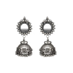 Load image into Gallery viewer, Abhinn Handmade Silver Oxidised Mirror Stud Jhumki Earrings For Women
